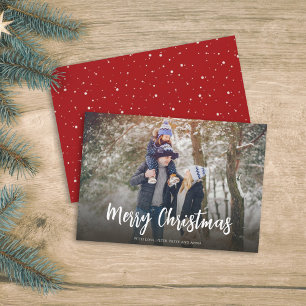 Christmas Minimal Red Dots Simple Festive 1 Photo Holiday Card