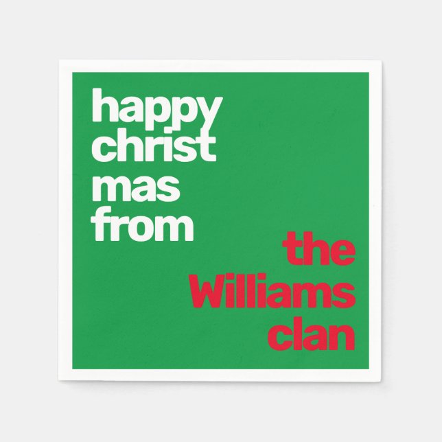 Christmas minimal simple modern party paper red  n napkin (Front)