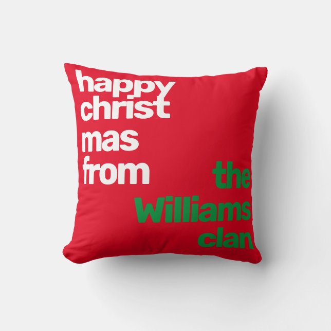 Christmas minimal simple modern party red green cushion (Front)