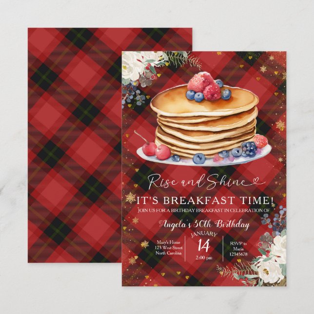 Christmas Minimalist Breakfast Birthday Invitation (Front/Back)