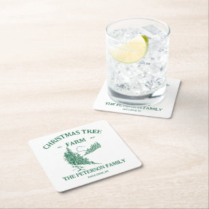 Christmas Minimalist Holiday Square Paper Coaster