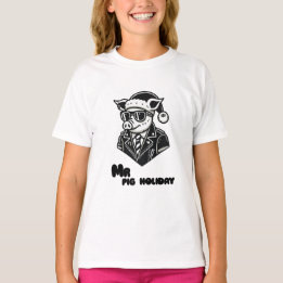 Christmas minimalist Mr pig holiday T-Shirt