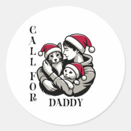 Christmas minimalist pet call for daddy classic round sticker