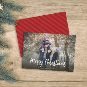 Christmas Minimalist Simple Calligraphy 1 Photo Holiday Card