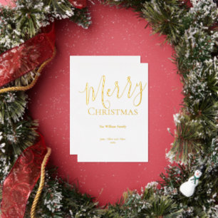 Christmas Minimalistic Elegant Gold Foil Holiday Card