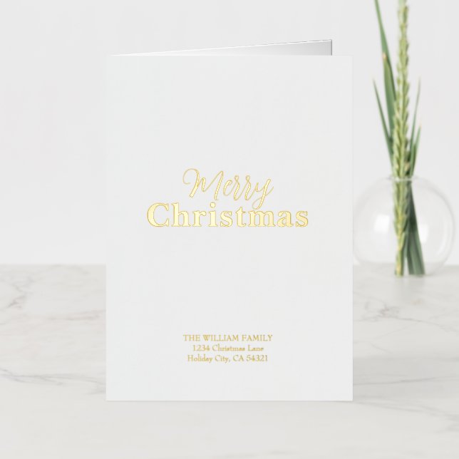 Christmas Minimalistic Elegant White and Gold Foil Greeting Card (Front)