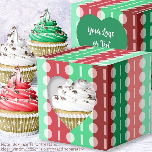 Christmas MinimalistStriped-Red Green Heart Window Favour Box (Christmas MinimalistStriped-Red Green Heart Window Favor Box by Leapfroglisics Shop)