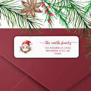 Christmas minmalist santa return address labels