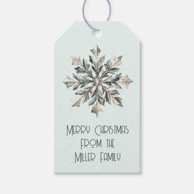 Christmas Mint Champagne Snowflake Gift Tags (Front)