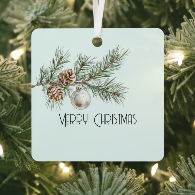 Christmas Mint Pine Cones Branch and Ornament (Insitu)
