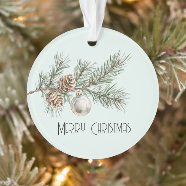 Christmas Mint Pine Cones Branch and Ornament (Tree)