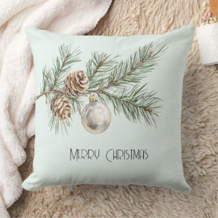 Christmas Mint Pine Cones Branch Ornament Cushion
