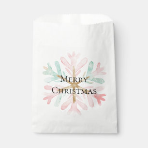 Christmas Mint Pink Snowflakes on White Favour Bags