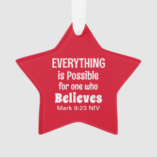 Christmas Miracle Bible Verse Christian Faith Red  Ornament