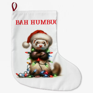 Christmas Mischief Ferret tangled Large Christmas Stocking