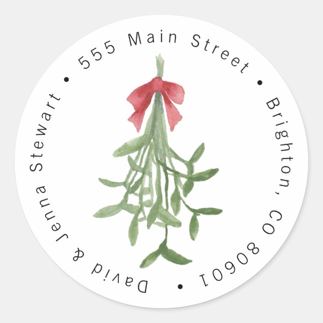 Christmas Mistletoe Address Label Sticker (Front)