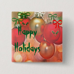 Christmas mistletoe and baubles 15 cm square badge