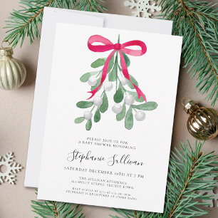 Christmas Mistletoe Baby Shower Invitation