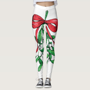 Christmas Mistletoe Below The Belt Funny Xmas Humo Leggings
