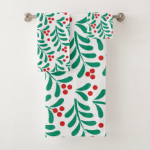 Christmas mistletoe berries pattern Towel