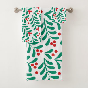 Christmas mistletoe berries pattern Towel
