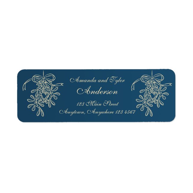 Christmas Mistletoe Blue Return Address (Front)