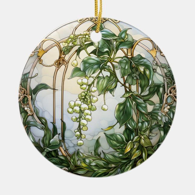 Christmas Mistletoe Ceramic Tree Decoration (Front)