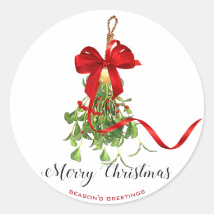 Christmas Mistletoe Classic Round Sticker