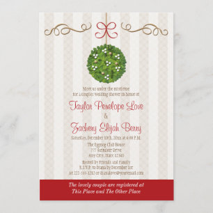 CHRISTMAS MISTLETOE COUPLES WEDDING SHOWER INVITATION