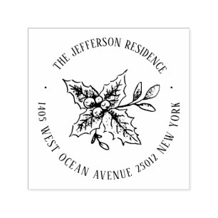 Christmas Mistletoe Custom Name Return Address Self-inking Stamp