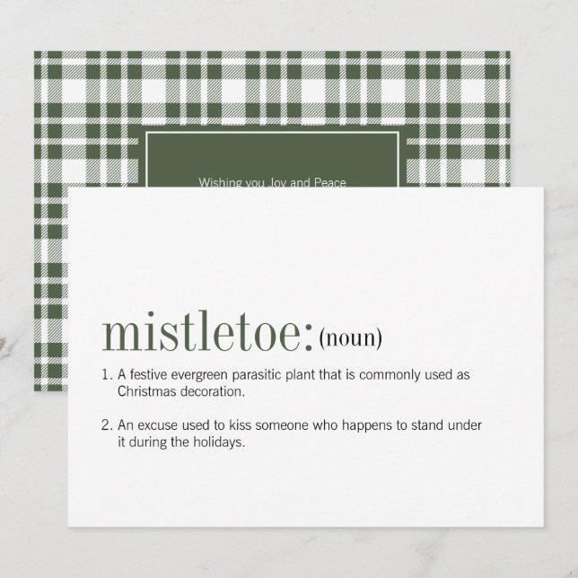 Christmas Mistletoe Definition Holiday Card (Front/Back)