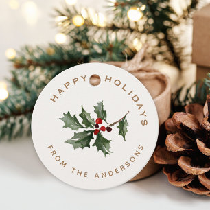 Christmas Mistletoe Family Name Gift Favour Tags