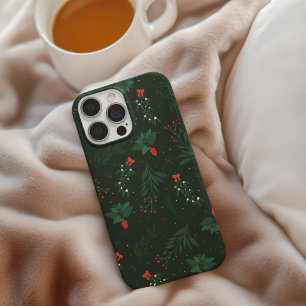 Christmas Mistletoe Festive Dark Green Holiday iPhone 14 Case