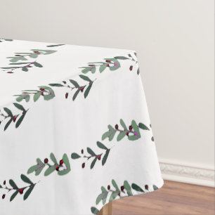 Christmas Mistletoe Garland - Red Holly Berry Tablecloth