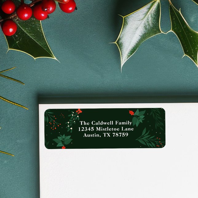Christmas Mistletoe Green Holiday Return Address (Creator Uploaded)