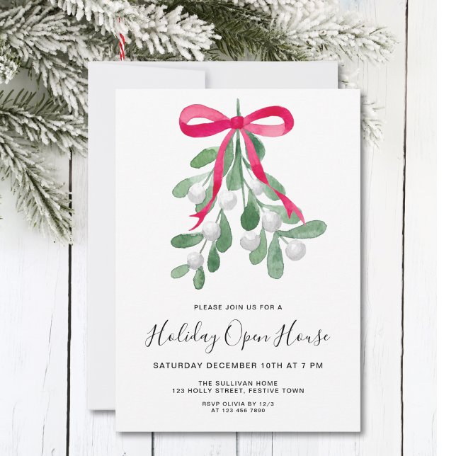 Christmas Mistletoe Holiday Open House Invitation (Creator Uploaded)