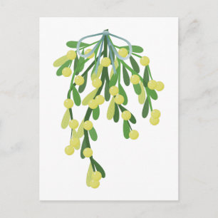christmas mistletoe holiday postcard