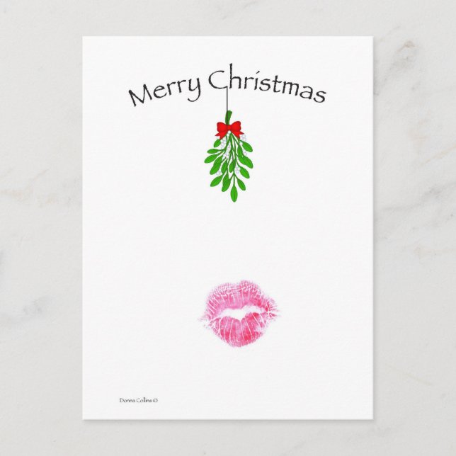 Christmas Mistletoe Kiss Holiday Postcard (Front)