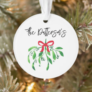 Christmas Mistletoe Name Festive Holiday Kiss Me Ornament