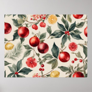 Christmas mistletoe pattern poster