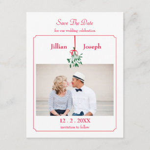 Christmas Mistletoe Photo Save The Date Card