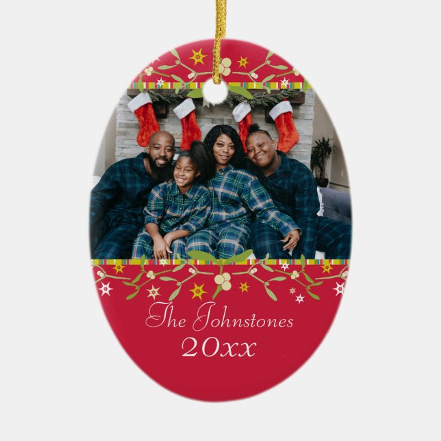 Christmas mistletoe red ornament own photo (Front)
