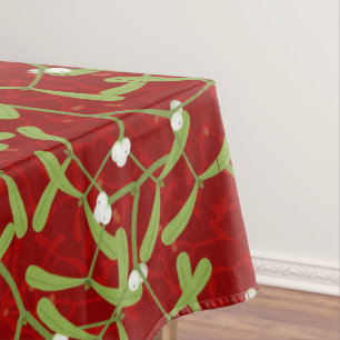 Christmas Mistletoe Red Table Cloth