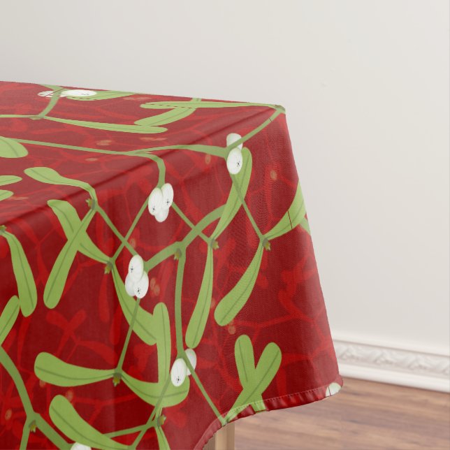 Christmas Mistletoe Red Table Cloth (In Situ)