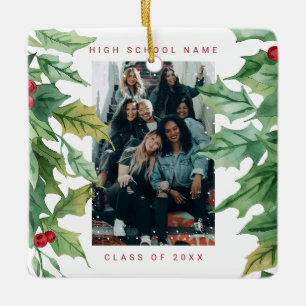 Christmas Mistletoe School College Photo Ceramic Ornament