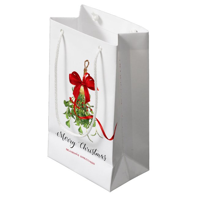 Christmas Mistletoe Small Gift Bag (Front Angled)