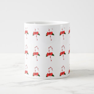 Christmas mistletoe stick red white green large coffee mug
