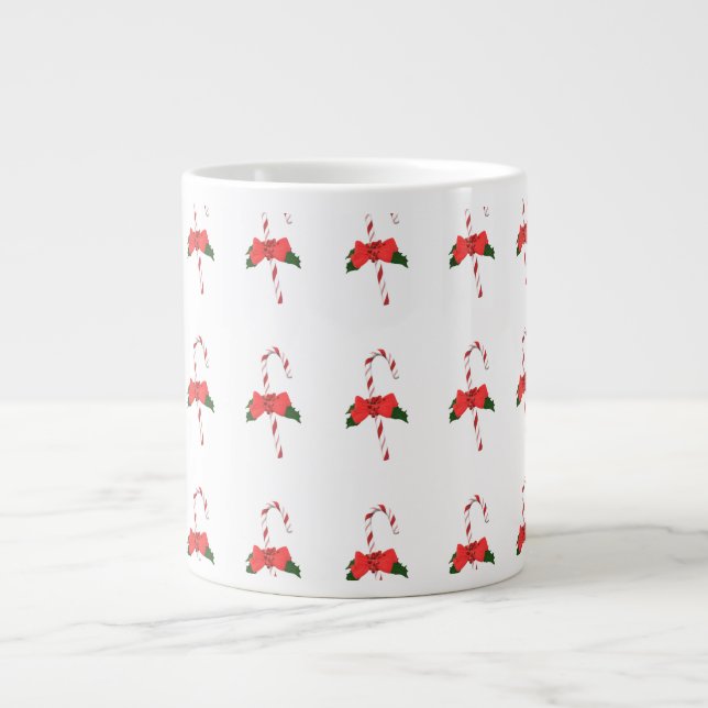 Christmas mistletoe stick red white green large coffee mug (Front)