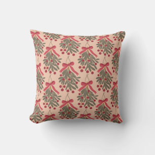 Christmas Mistletoe with coquette bows Cushion