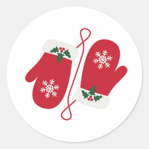 Christmas Mittens Classic Round Sticker